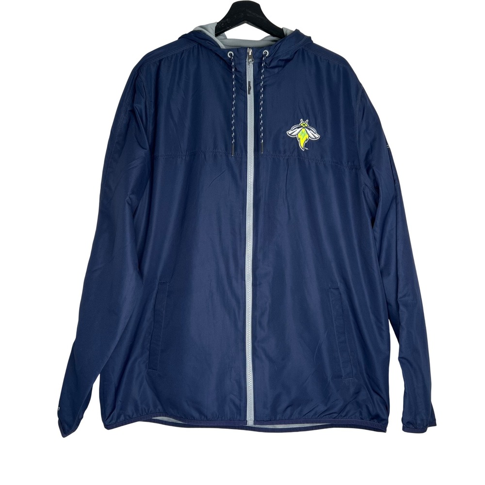 Under Armour Columbia Fireflies XL Storm1 Windbreaker Jacket Blue Full Zip Hood